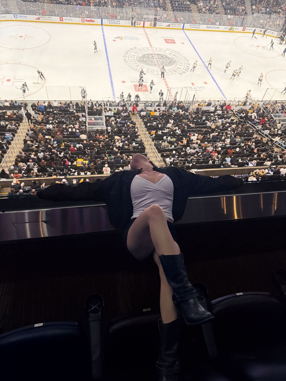 SC House cast members on their night out at the LA Kings hockey game at Crypto.com Arena