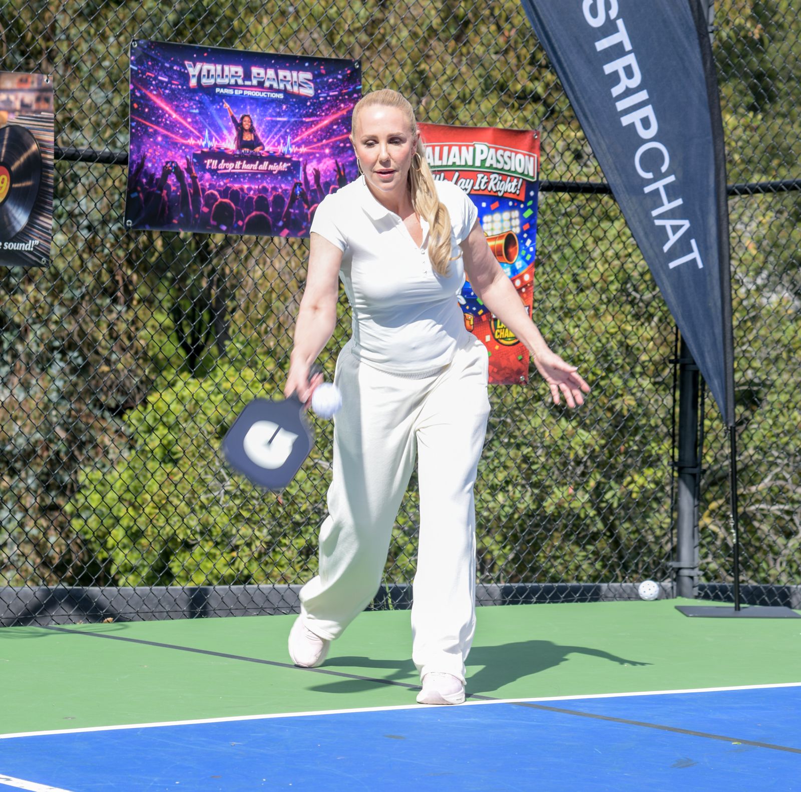 The SC House pickleball tournament in racquet-club uniforms on the private Hollywood Hills court