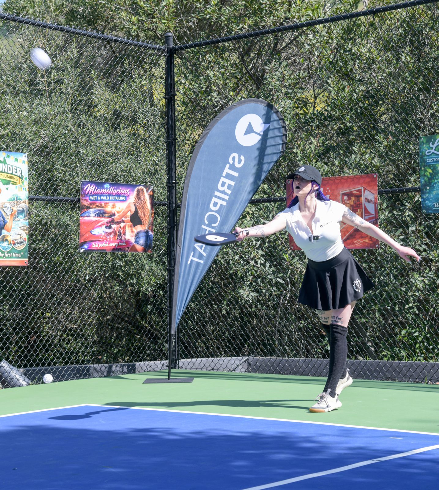 The SC House pickleball tournament in racquet-club uniforms on the private Hollywood Hills court