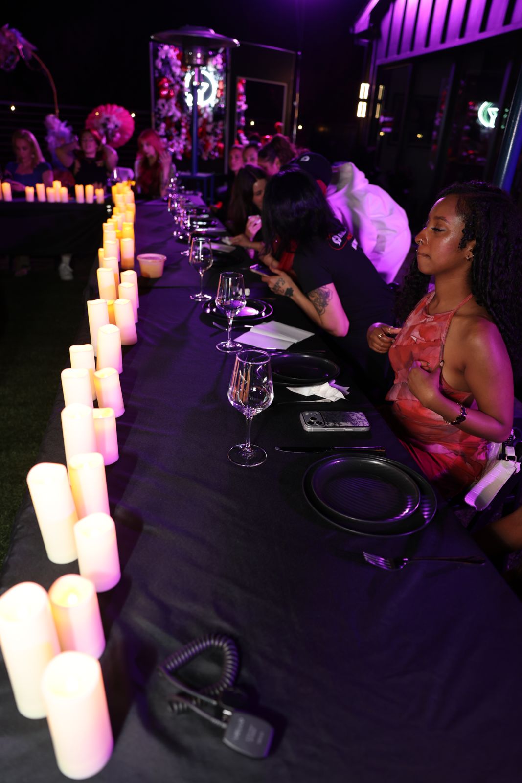 The candle-lit hibachi dinner table at the SC House Hollywood