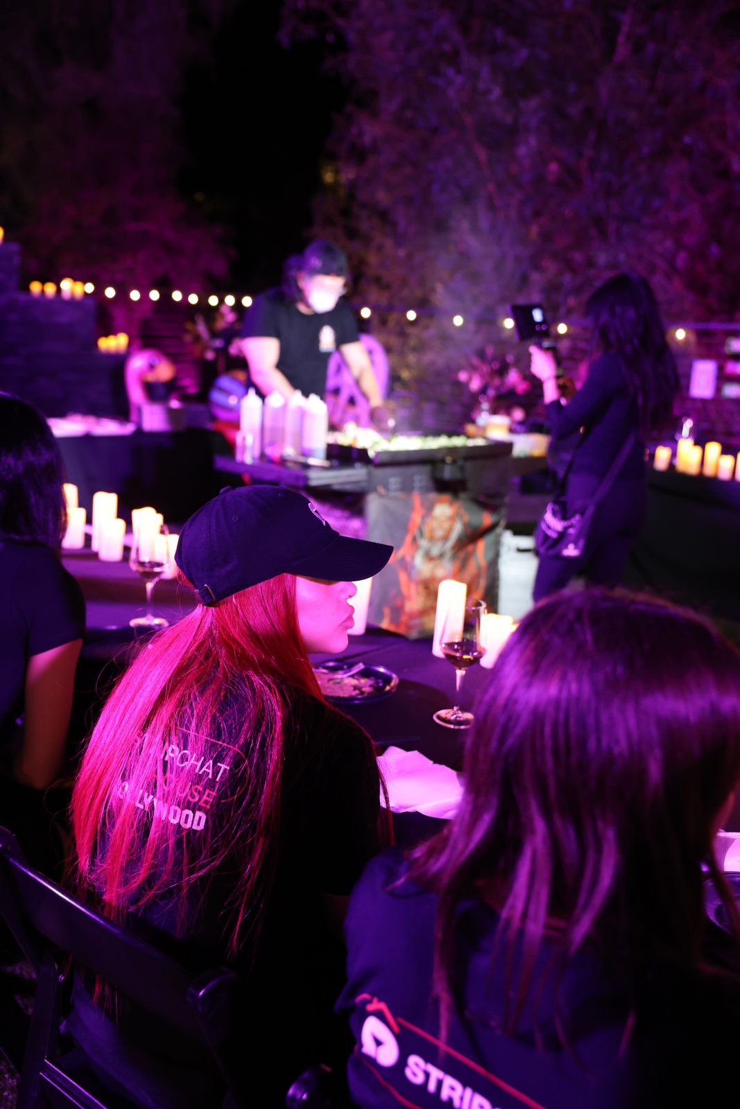 The candle-lit hibachi dinner table at the SC House Hollywood