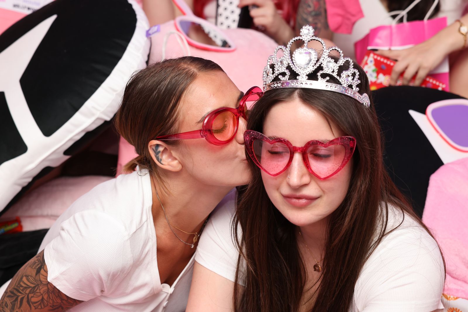 The Barbie-themed slumber party in the pink room at the SC House, tiaras and gift bags included